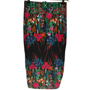ASOS Colorful Floral Elastic Waist Midi Pencil Skirt Black 4
